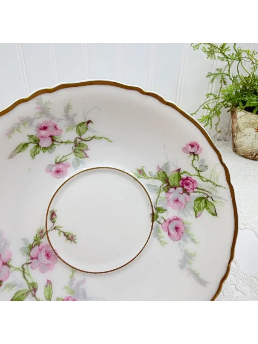 VTG Set of 5 Haviland Limoges Sylvia Teacups & Saucers Pink Roses Cottagecore